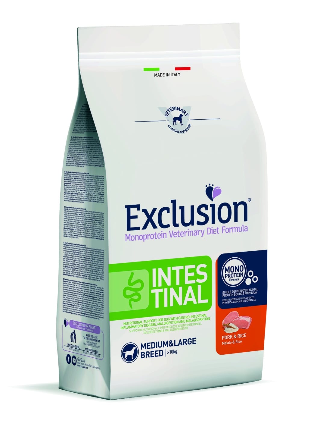 אקסלוז׳ן רפואי לכלבים עם בעיות במערכת העיכול 12 ק״ג לכלבים בוגרים מגזע בינוני/גדול - אורז וחזיר