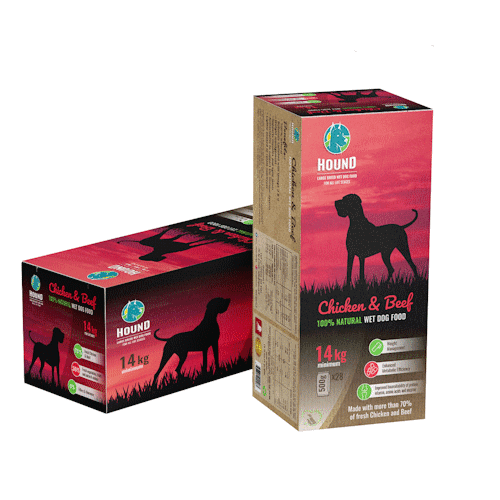 האונד מזון טבעי לכלבים 14 ק"ג - עוף ובקר