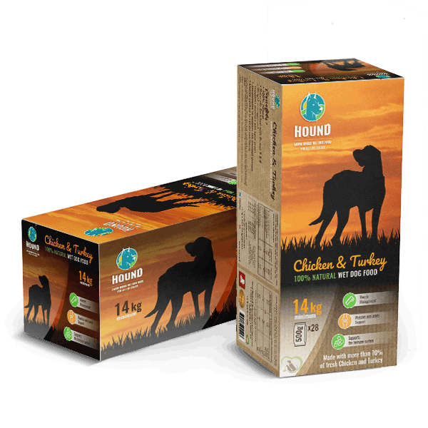 האונד מזון טבעי לכלבים 14 ק"ג - עוף והודו