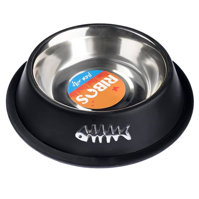 קערת אוכל ושתיה שחורה ריבוס