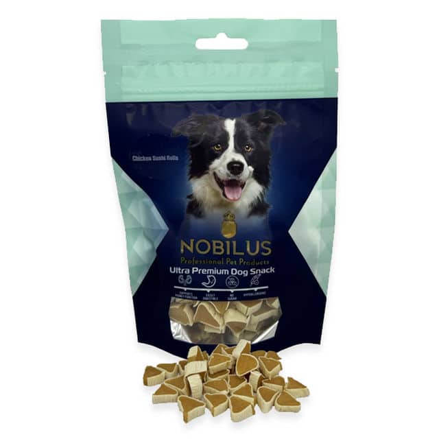 חטיף סושי עוף Nobilus – חטיף פרימיום לכלבים 80 גרם | אתר המרקט של יוגב