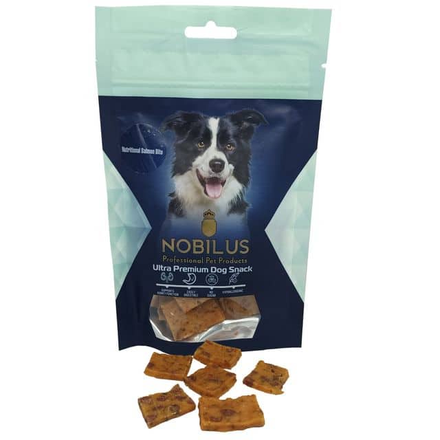 חטיף נגיסי סלמון Nobilus – חטיף פרימיום לכלבים 80 גרם | אתר המרקט של יוגב